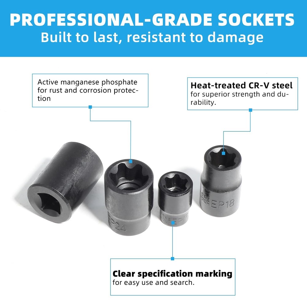 External Torx Plus Socket Set 6 Point EP Socket EP4, EP5, EP6, EP7, EP8, EP10...