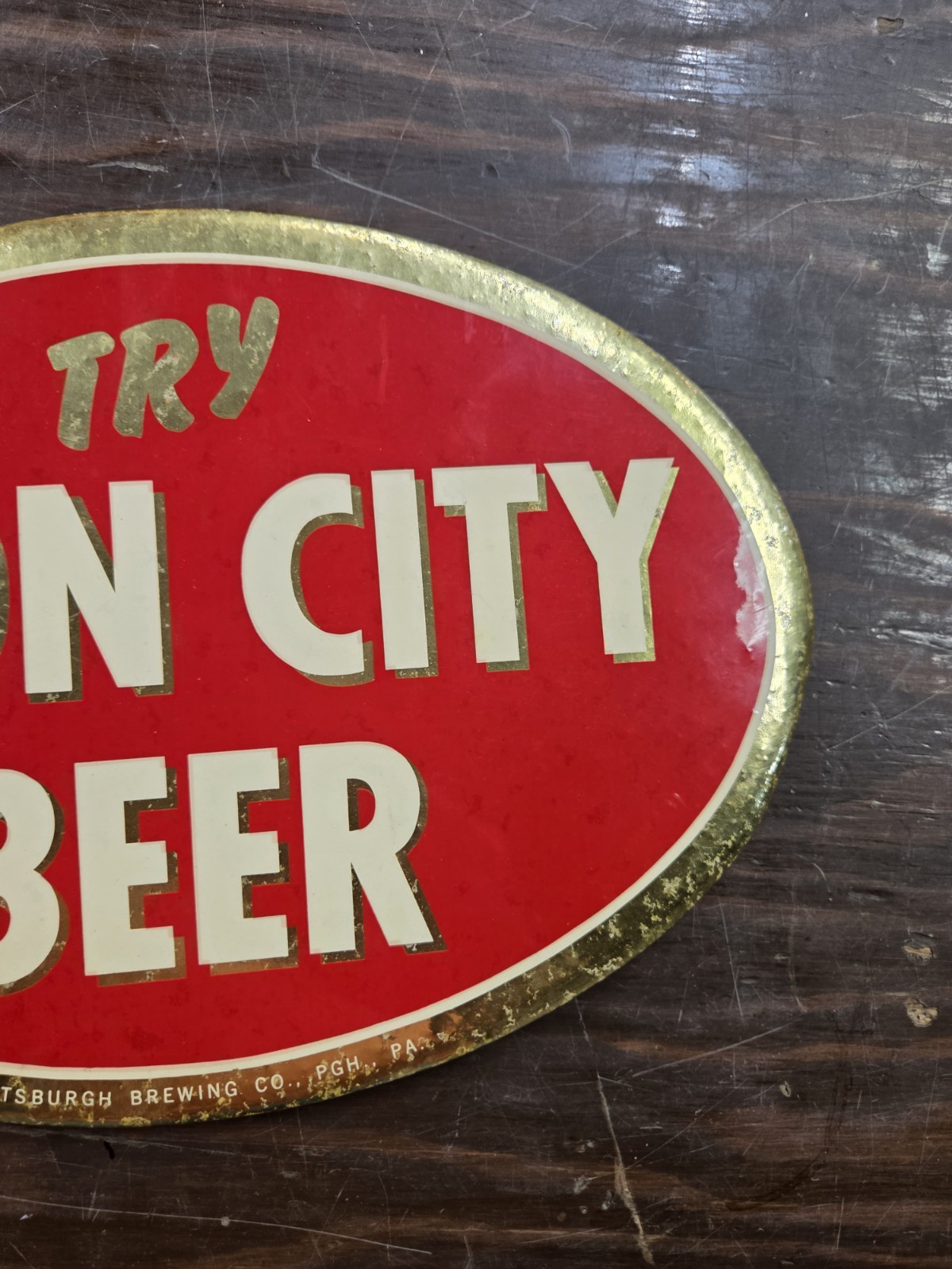 RARE ORIGINAL PITTSBURGH BREWING COMPANY SIGN Try Iron CITY BEER BREWERY BAR