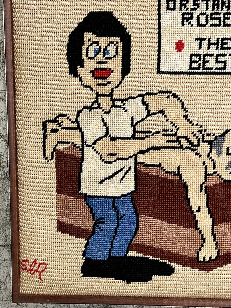 Needlepoint Completed Chiropractic Funny Vintage Art Chiropractor