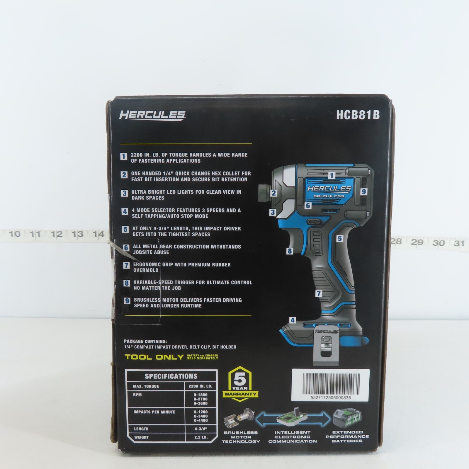 NEW HERCULES HCB81B 20V BRUSHLESS CORDLESS 1/4 IN. COMPACT 3-SPEED IMPACT DRIVER