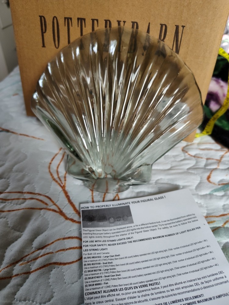 POTTERY BARN SEASHELL FIGURAL GLASS SMALL NEW