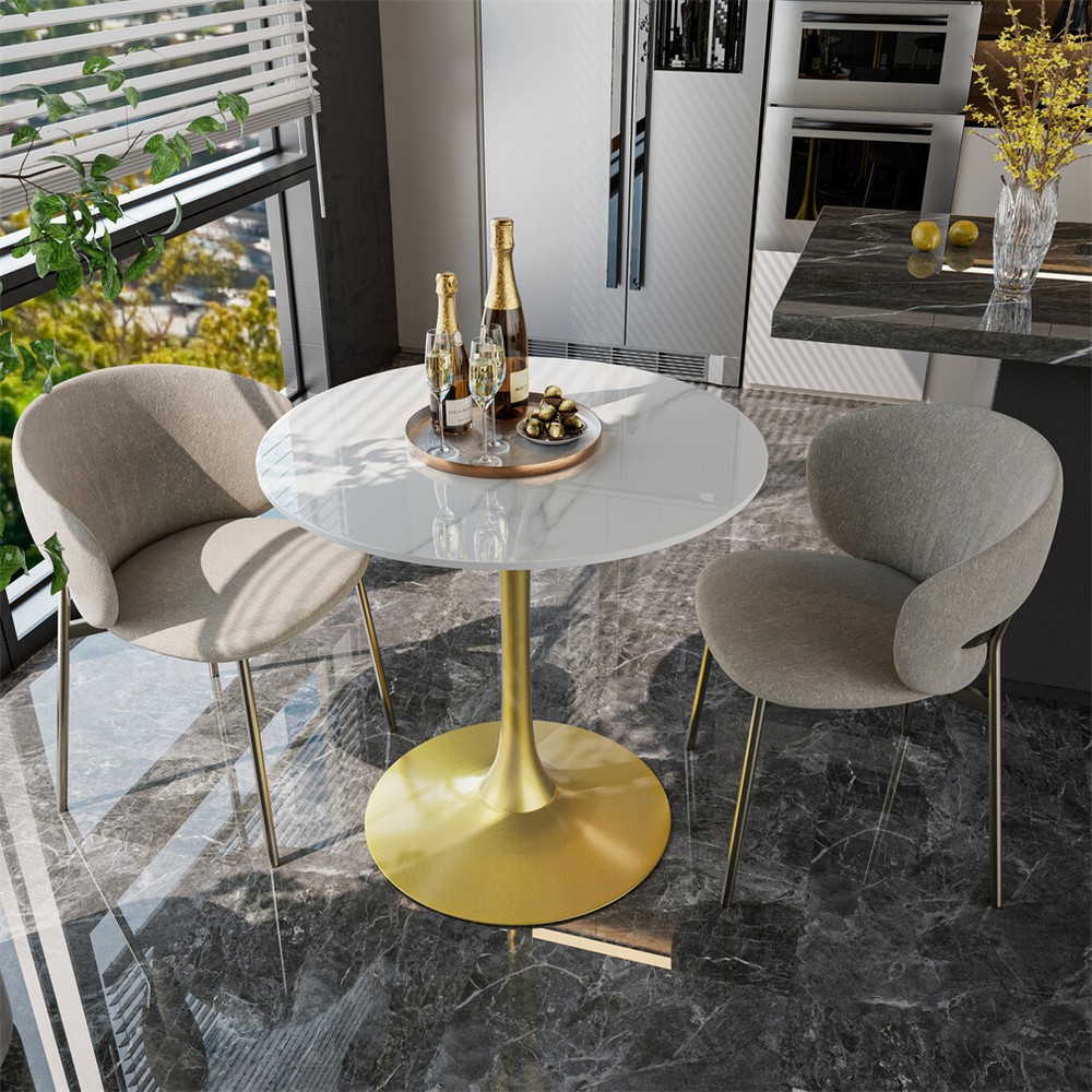 Exquisite Round Dining Table Bar Height Kitchen Bistro Table with Pedestal Base