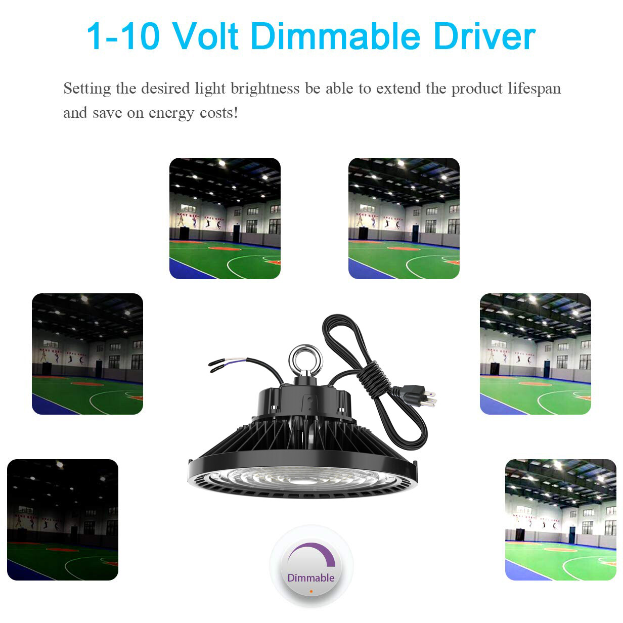 Dimmable UFO High Bay LED Light 240W 200W 150W LED Commercial Warehouse Lighting