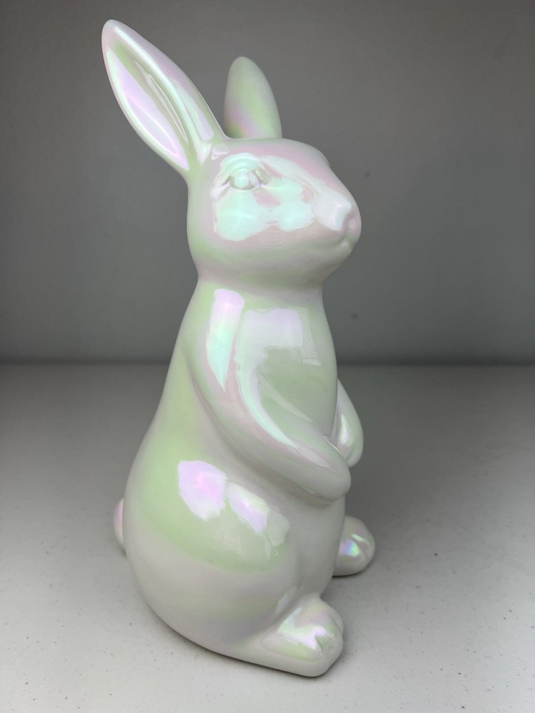 Iridescent Bunny Rabbit Figure Easter Decor 9.5"