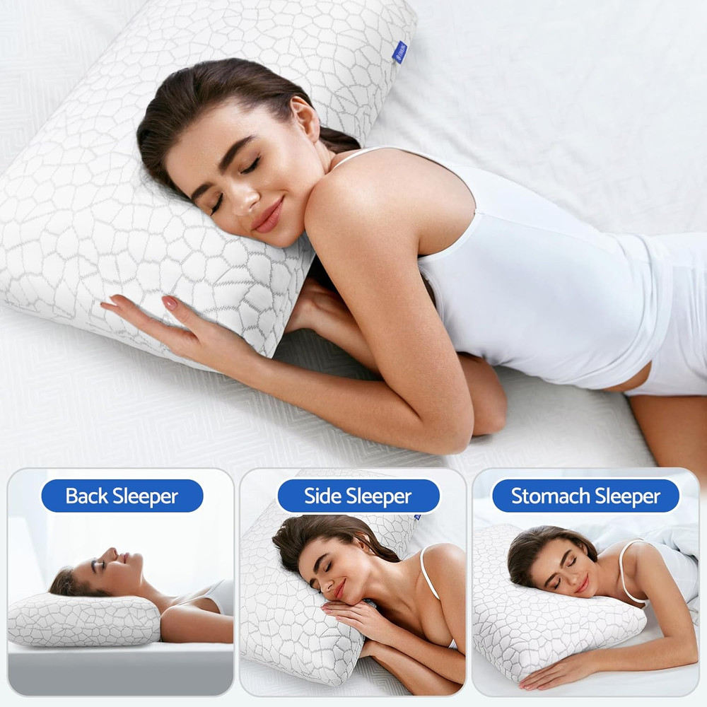 Memory Foam Pillows for Sleeping, Bed Pillow with Removable and Machine Washable