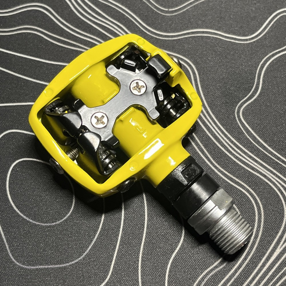 Scott Twin Cam Dual Sided Clipless Pedal Yellow Left READ