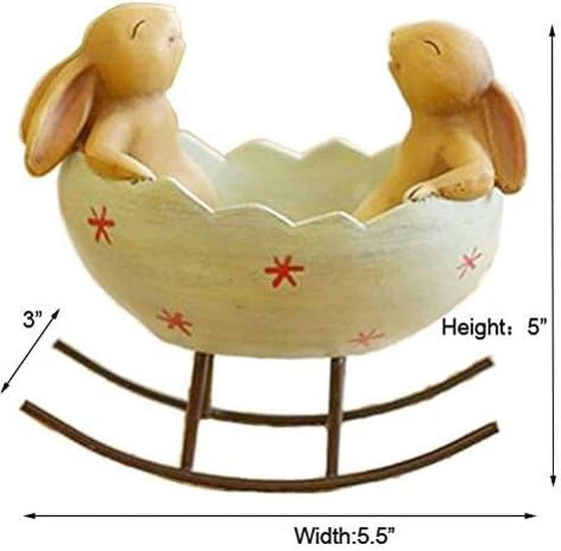 Laughing Bunny Rabbits Rocking in an Easter Egg Cradle Spring Easter Decoration