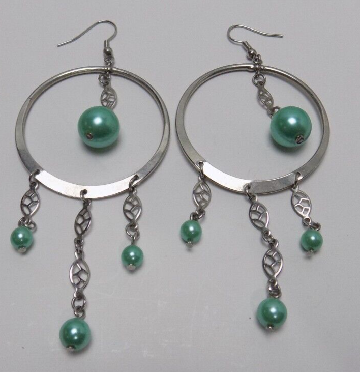 VINTAGE PIRCED EARRINGS - HOOP / DANGLE - TWO PAIR