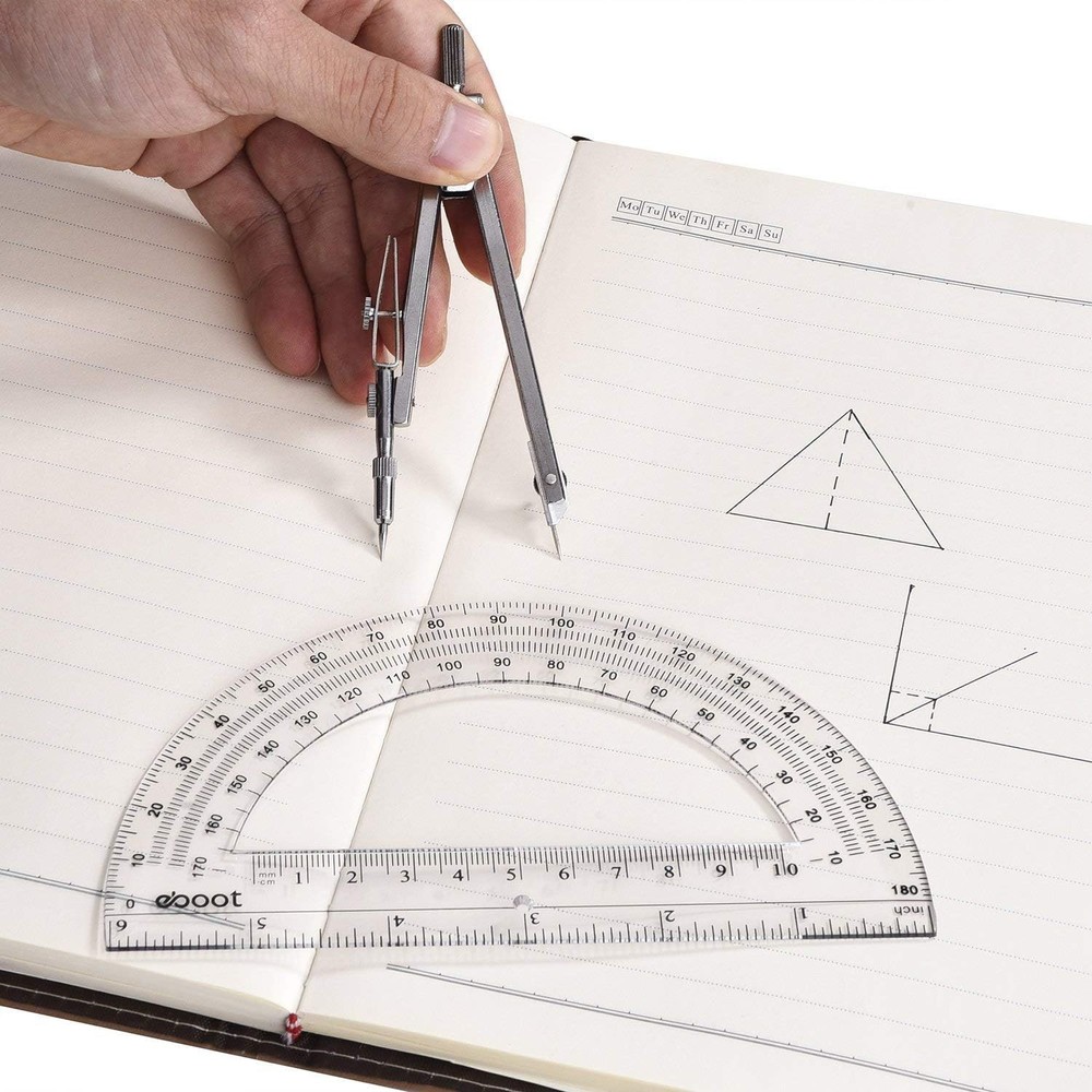 Lightweight Compass and 6-Inch Protractor - Portable Geometry Set for Accuracy