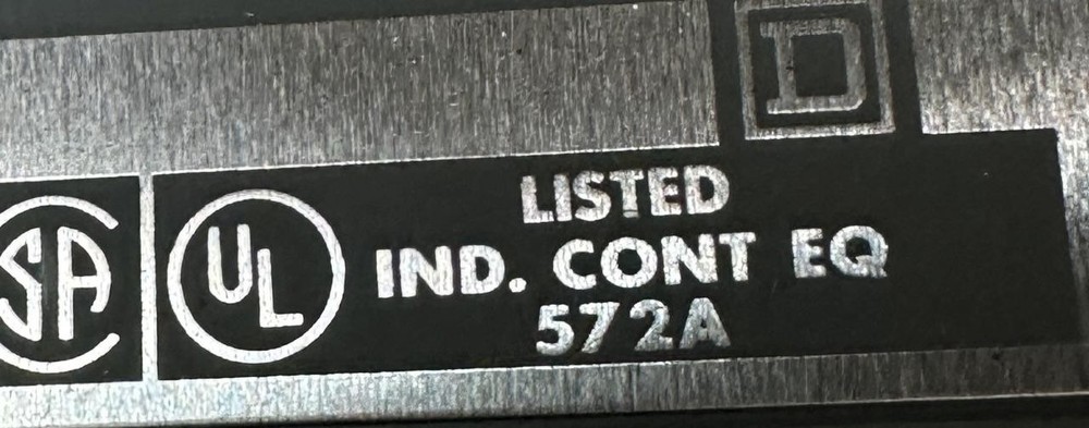 Square D 572A Manual Starter Switch 600VAC