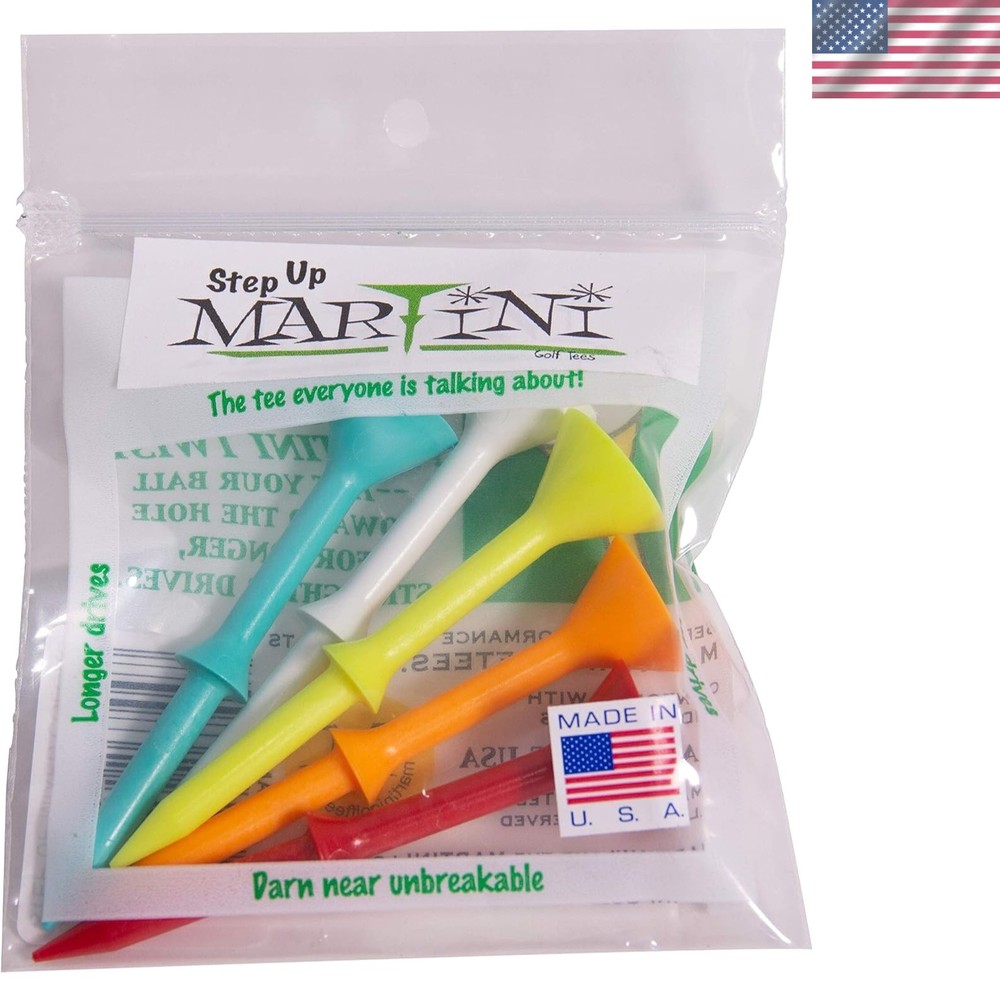 Assorted Color Golf Tees, 5-Pack, 3.25” Durable Step-Up for Consistent Drives