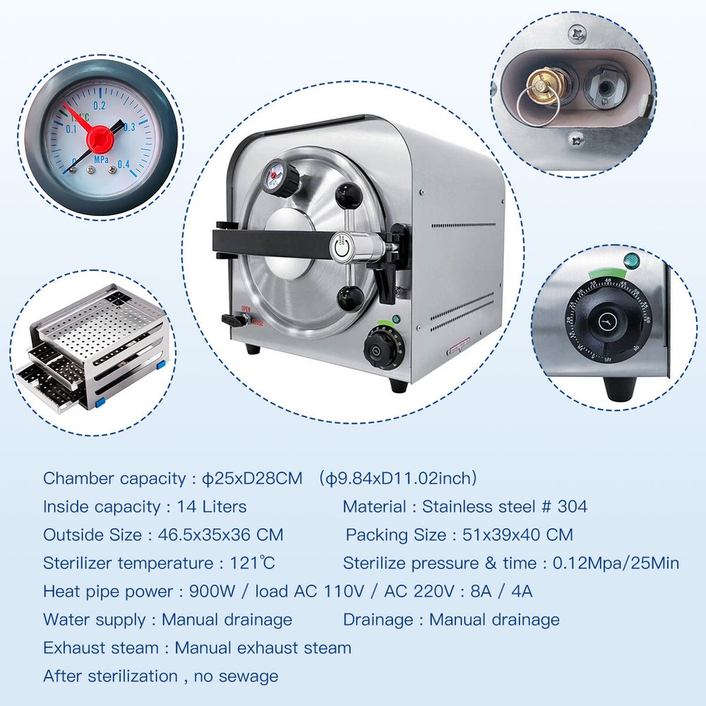 Dental Autoclave Steam Sterilizer Medical Sterilization/Drying Function/Printer