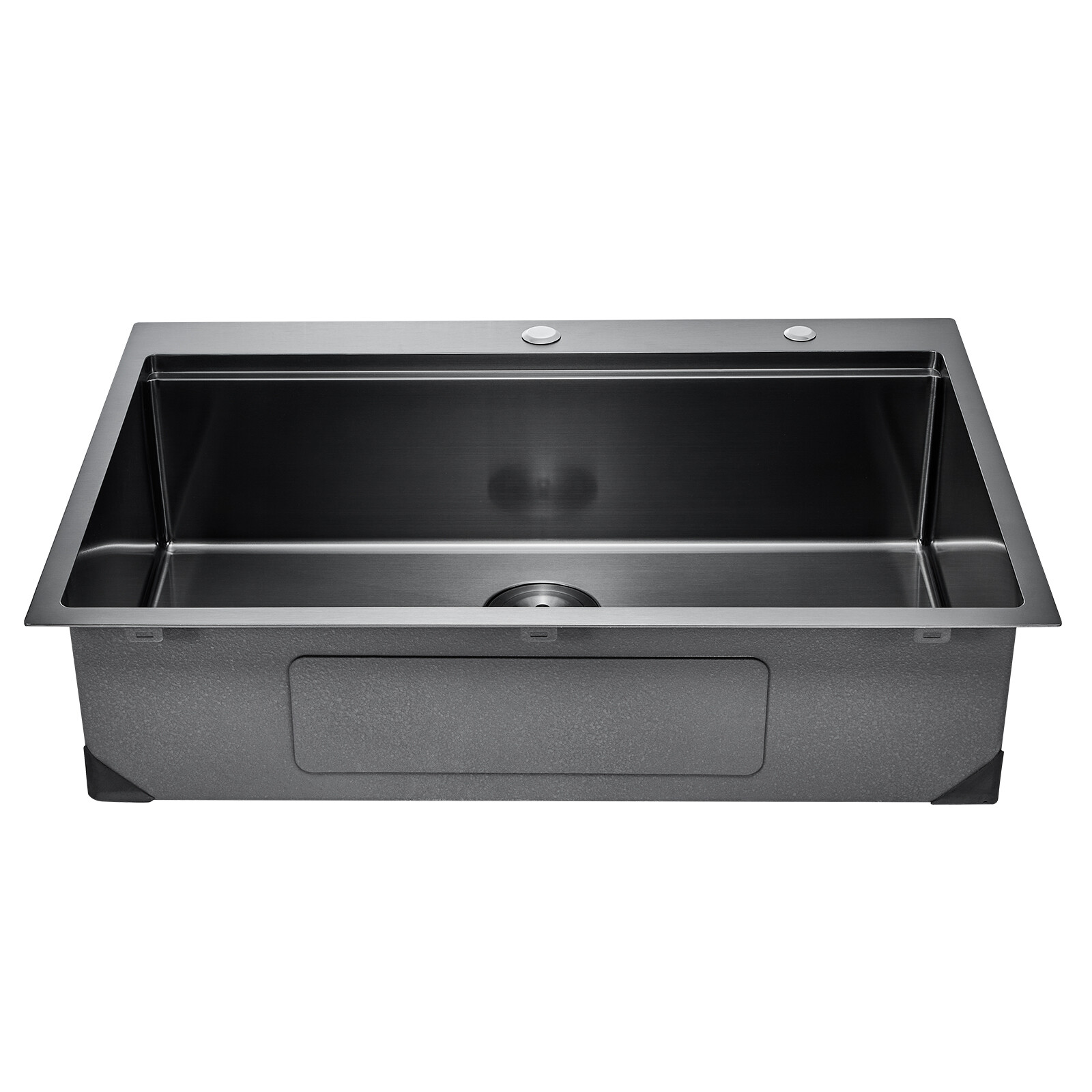 33" Drop In Kitchen Sink Top Mount Single Bowl Basin Stainless Steel Black
