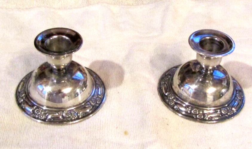 Vintage Oneida Silversmiths Silverplated Candle Holders Park Lane Floral Pattern