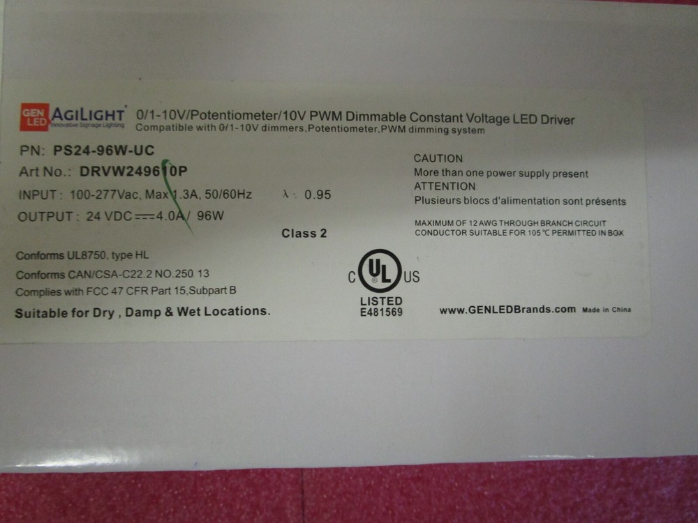 PS24-96W-UC Agilight Dimmable Constant Voltage LED Driver