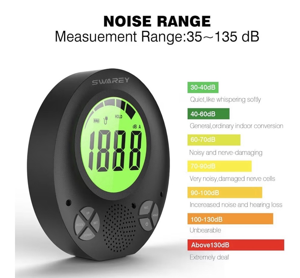 SWAREY Digital Decibel Meter with DIY Voice Warning & Remote Control