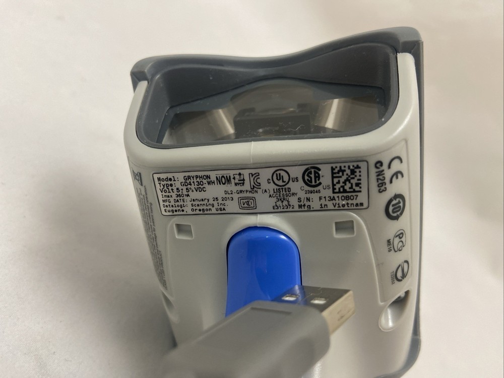 Datalogic Gryphon GD4130-WH USB Barcode Scanner Reader Gun Only