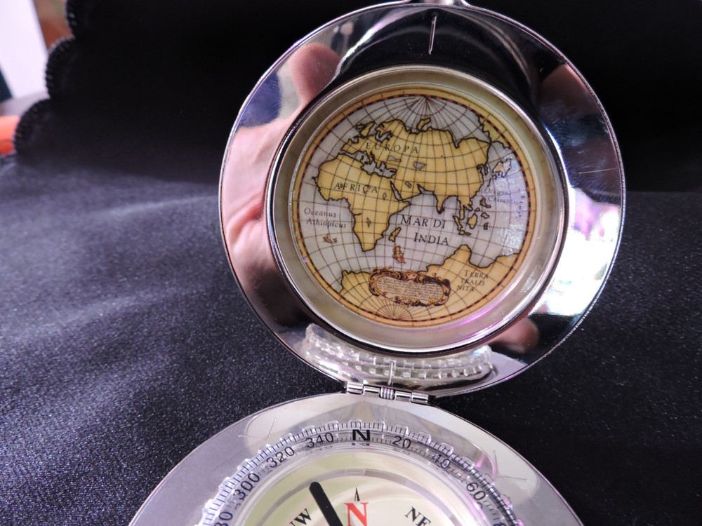 Chromed Case Dalvey Compass w/ Initials JTD engraved Made In Scotland