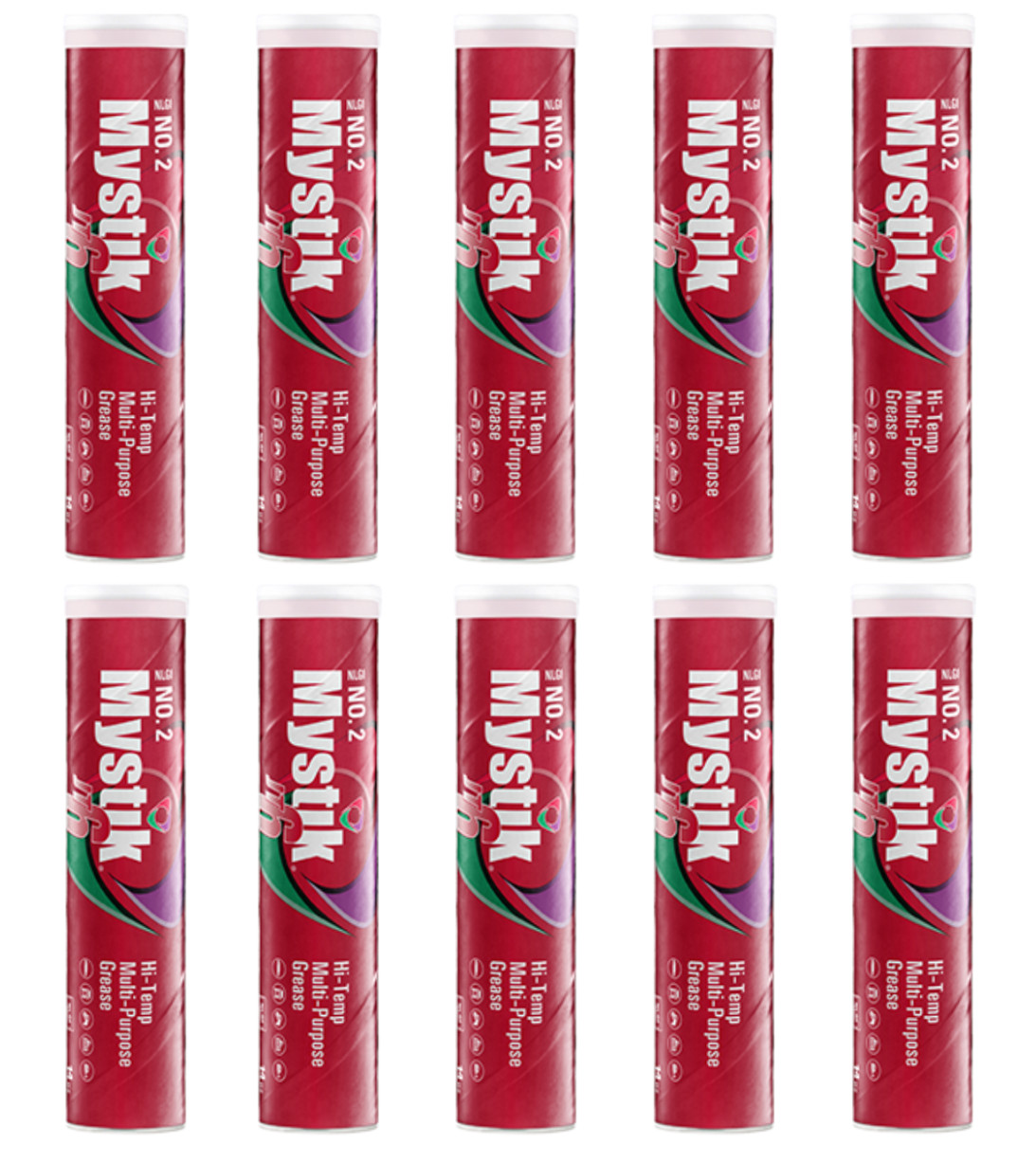 Mystik JT-6 Hi-Temp Multi-Purpose Red #2 Grease; (10) 14oz tubes; 665005002080