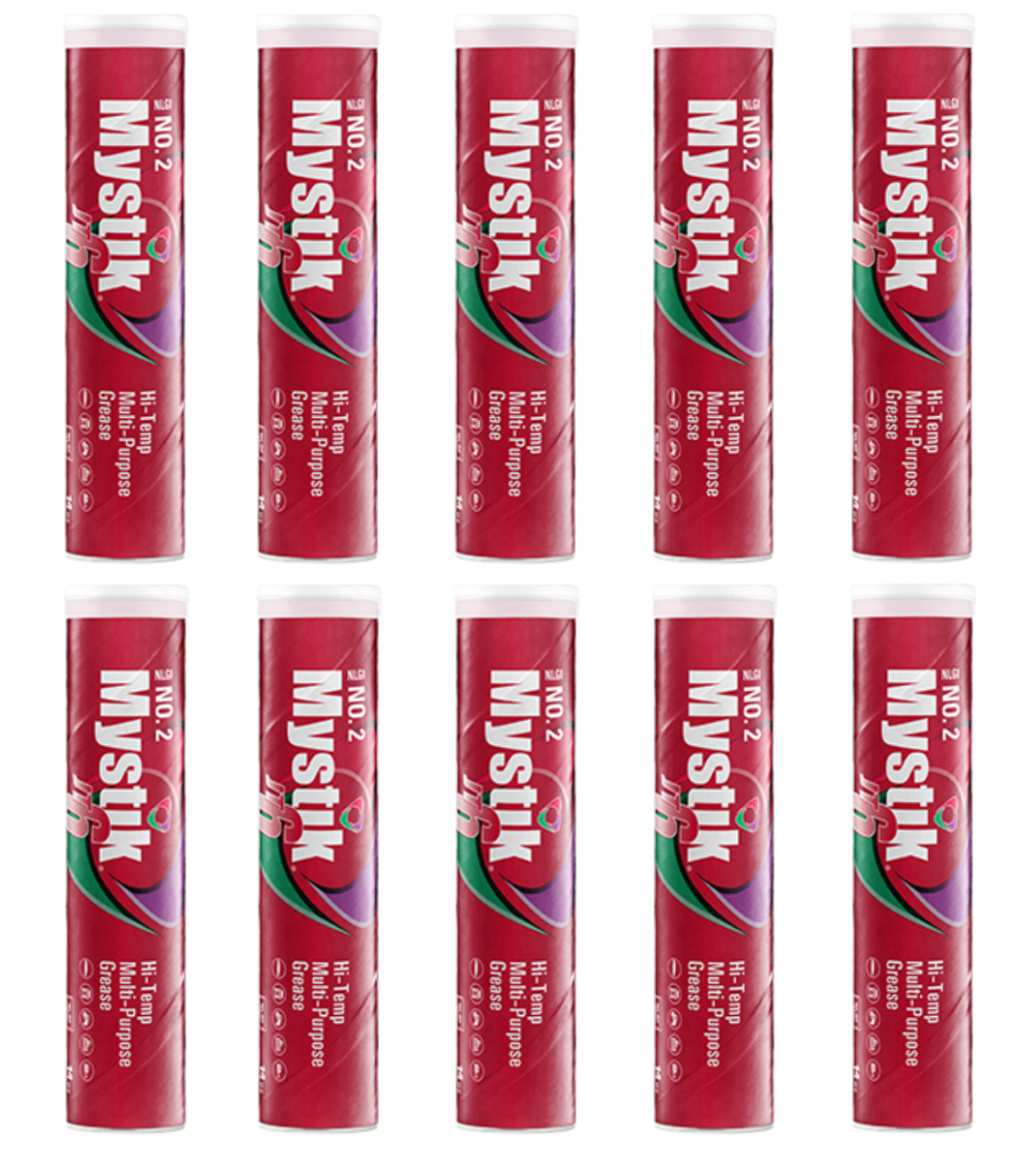 Mystik JT-6 Hi-Temp Multi-Purpose Red #2 Grease; (10) 14oz tubes; 665005002080