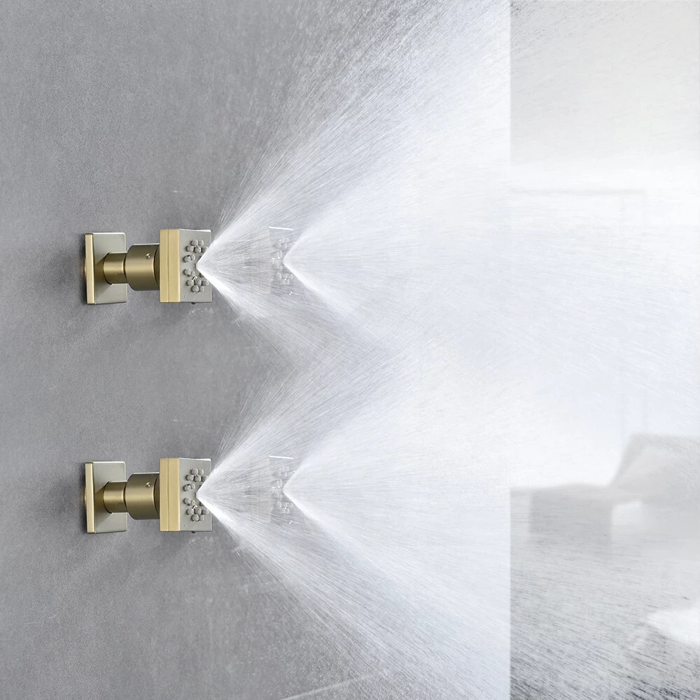 4pcs Brushed Gold Two Function Bathroom System Body Jet SPA Massage Spray Brass