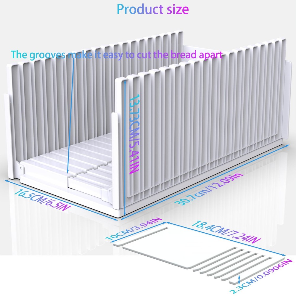 Bread Slicer for Homemade Breads, Adjustable Thickness Slicing Guide, Foldabl...