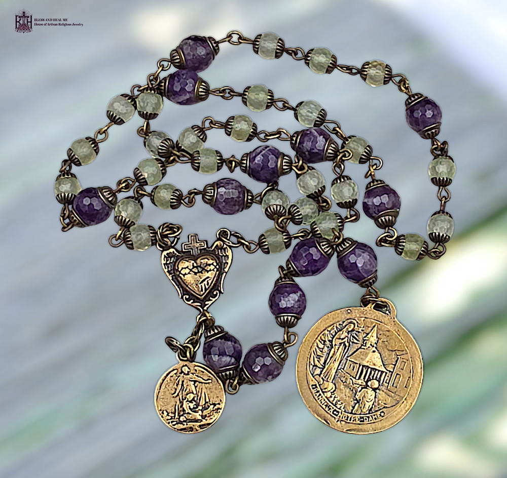 Archangel Michael & Raphael 40 Beads Chaplet | Bronze | Prehnite | Petite