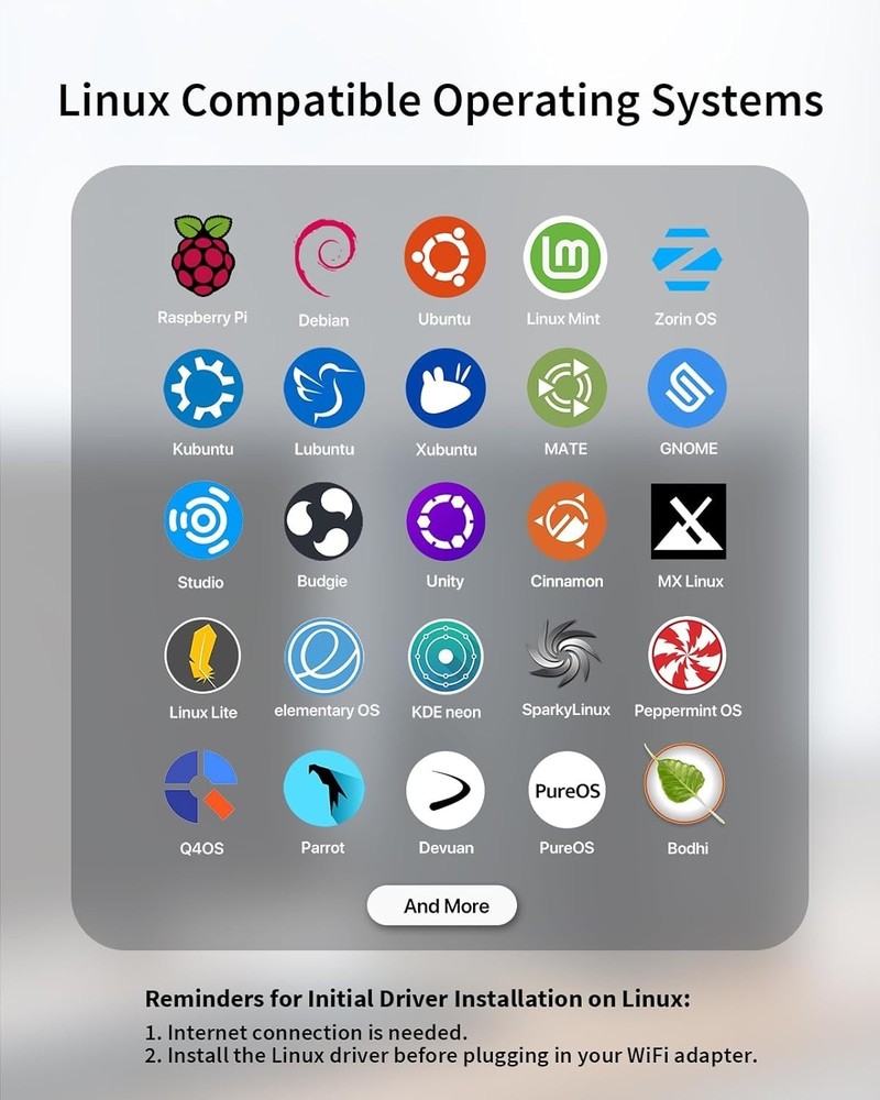 AX1800 USB WiFi 6 Linux, Linux Compatible WiFi Adapter for PC, Raspberry Pi 2...