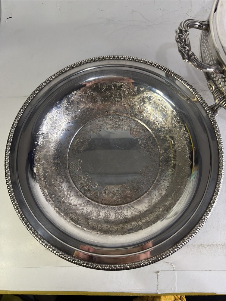 Vintage Silver Plated Chafing Dish w/ Lid & Insert – 3 Footed Warming Dish