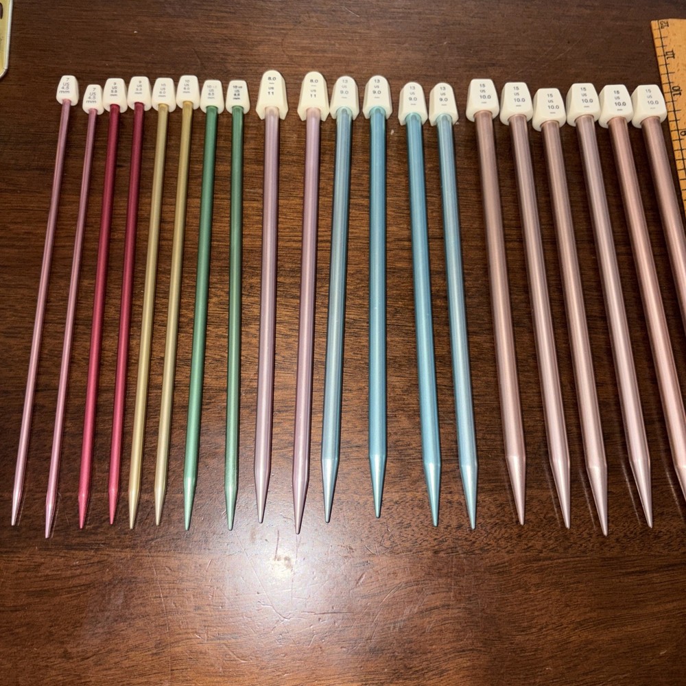Susan Bates Silvalume Single Point Knitting Needles 10" Set 10 Pair