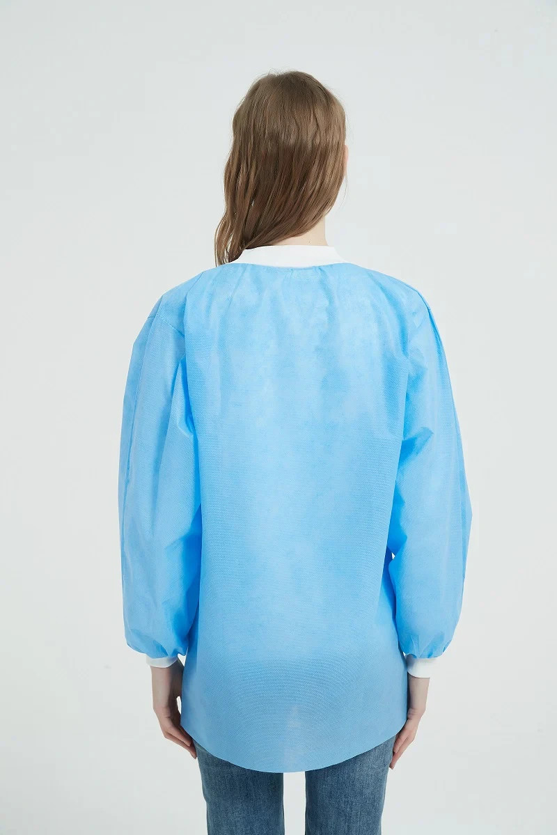 10 PCS Disposable Lab Jackets Hip Length Blue SMS Dental Workwear (2XL/3XL)