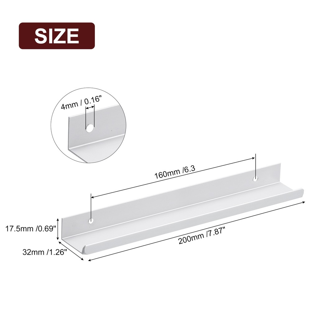 Cabinet Edge Finger Pull, 3pcs 200mm / 7.87" Hidden Cabinet Pulls, Silver