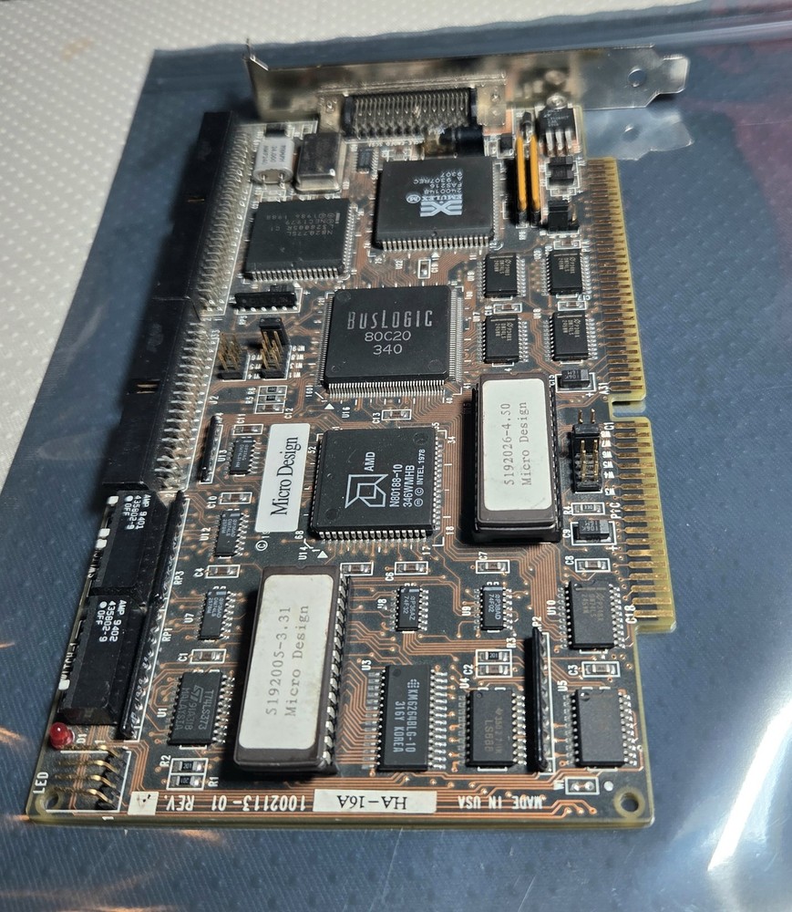 Micro Design HA-16A ISA Computer SCSI Controller Card w/ Cable (vintage)