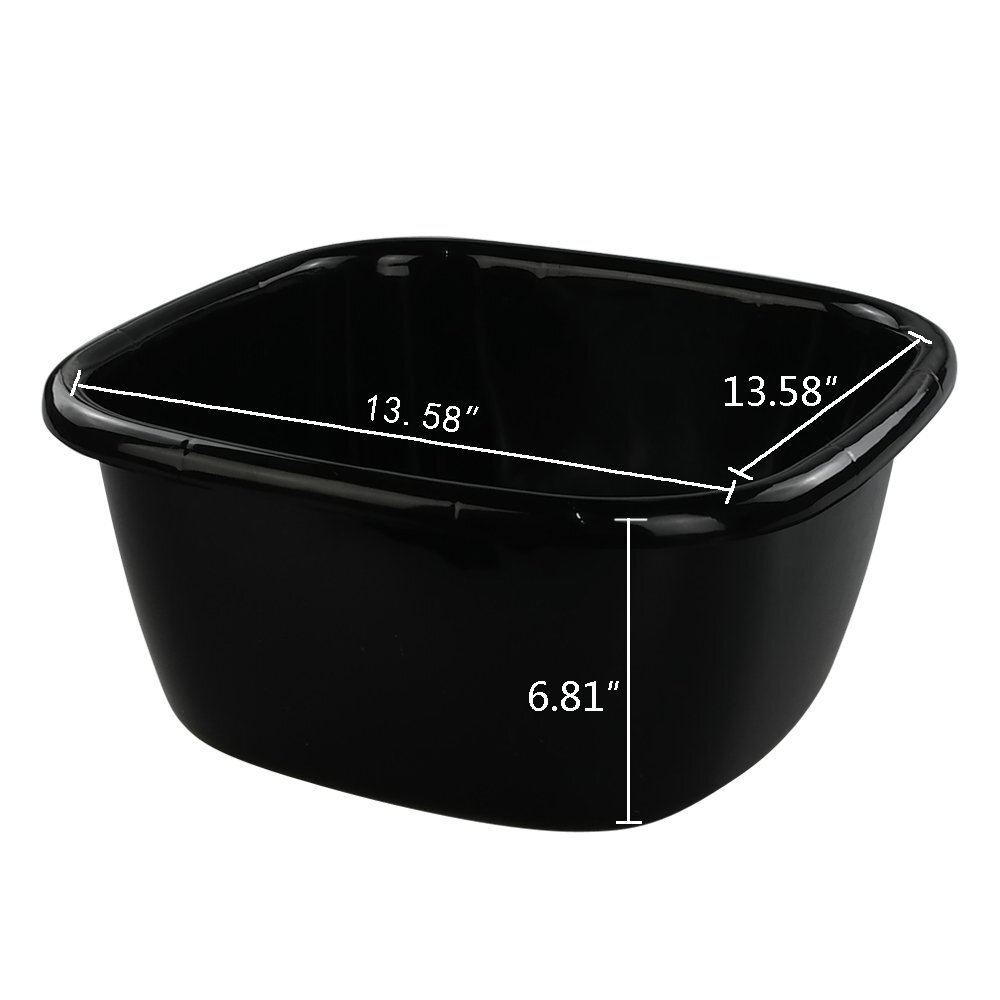 16 Quart Wash Basin Dish Pan Tub Black 3-Pack Multipurpose Plastic
