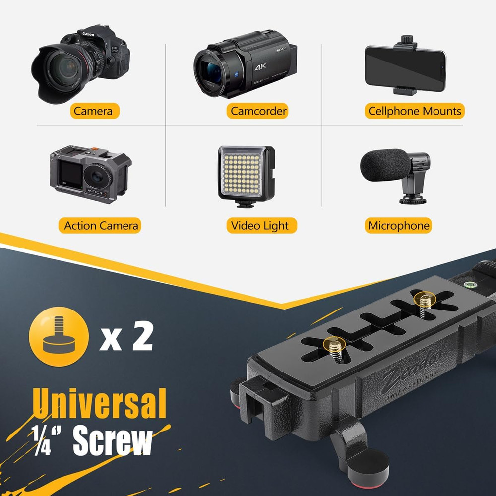 Handheld Stabilizer Grip with Cold-Shoe Mount for DSLR Cameras and Camcorders