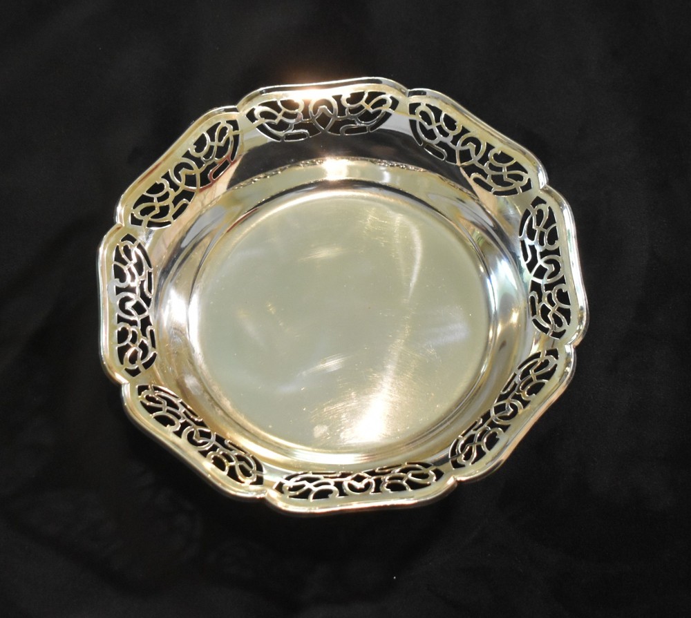 8 Inch Silver-Plated Footed Lace Pattern Platter/Dish - Germany