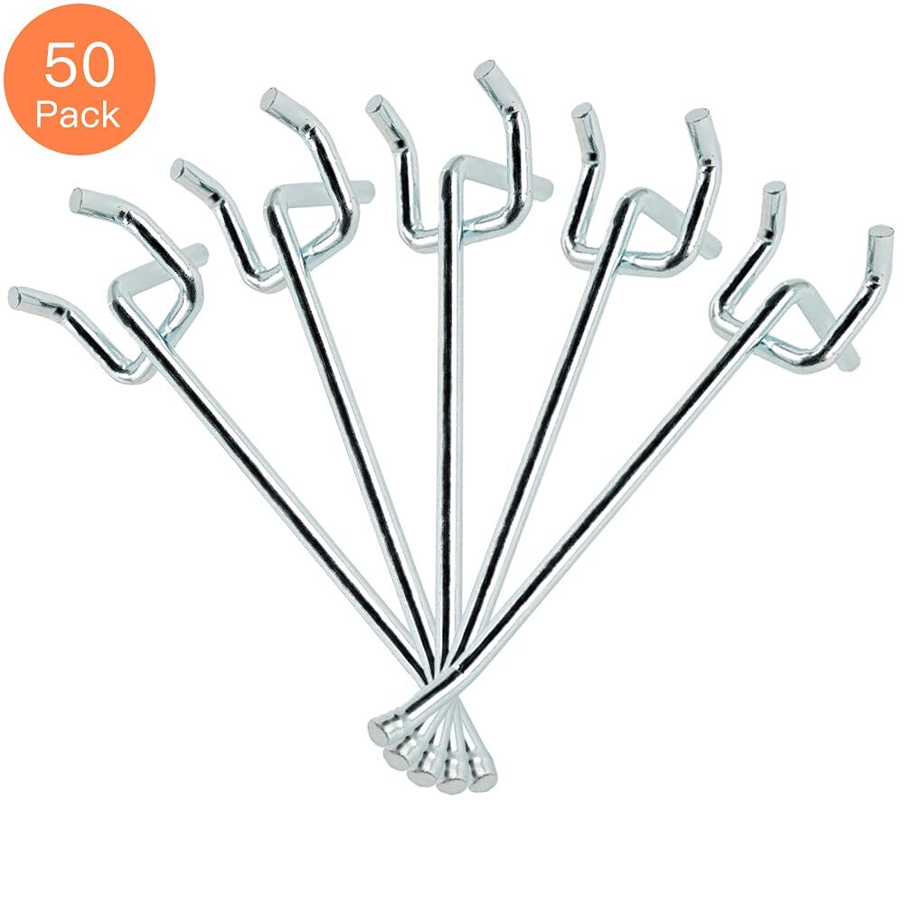 Pegboard Hooks Large Diameter 50-Pack 4 Inch L Shape Small Galvanized Heavy D...