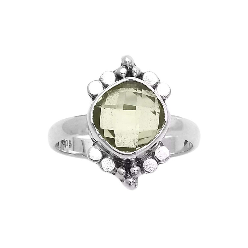 Lemon Quartz Solid 925 Sterling Silver Ring 8