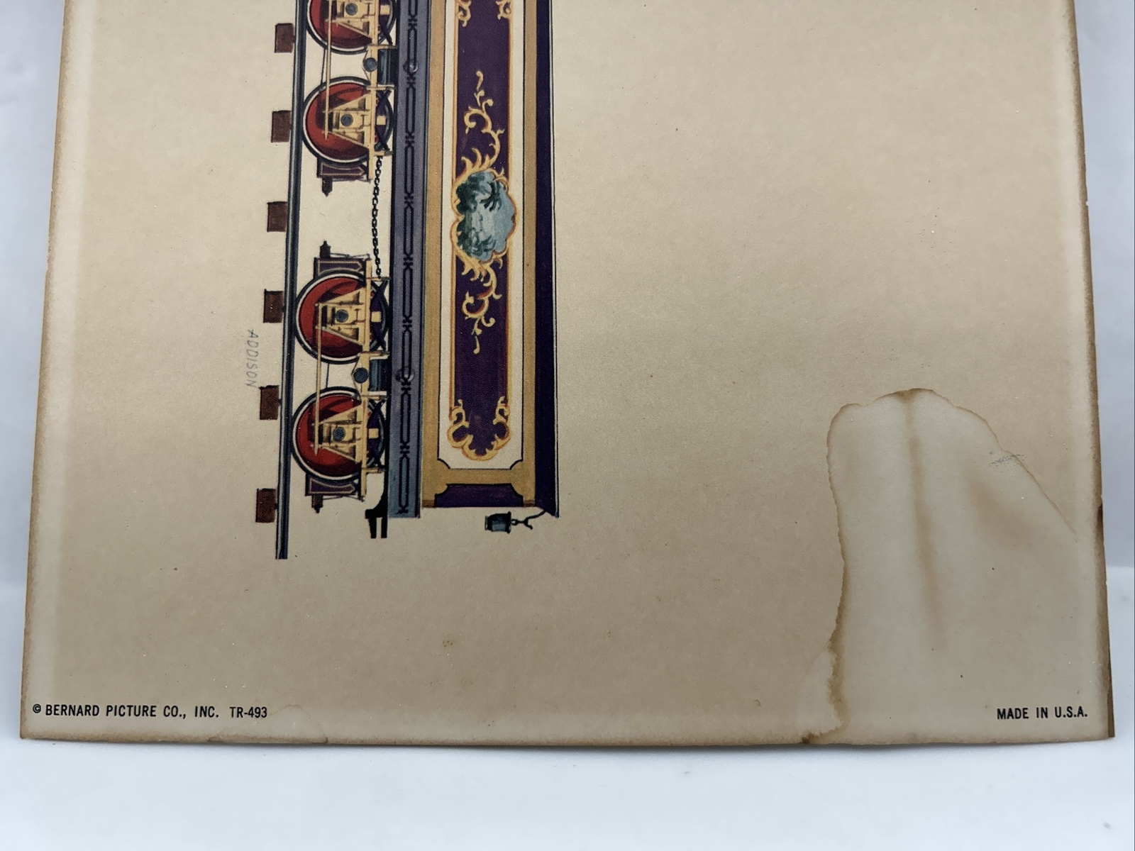 Vintage Baldwin Locomotive And Tender 14”x7” Litho 1859 President 10 Wheel 4-6-0