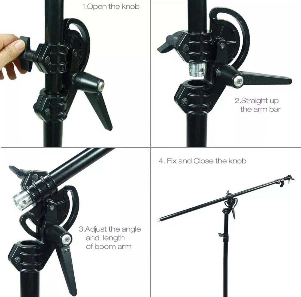 5ft Photo Studio Boom Arm Light Stand Adjustable Rotatable Tripod 🎁 Greenscreen