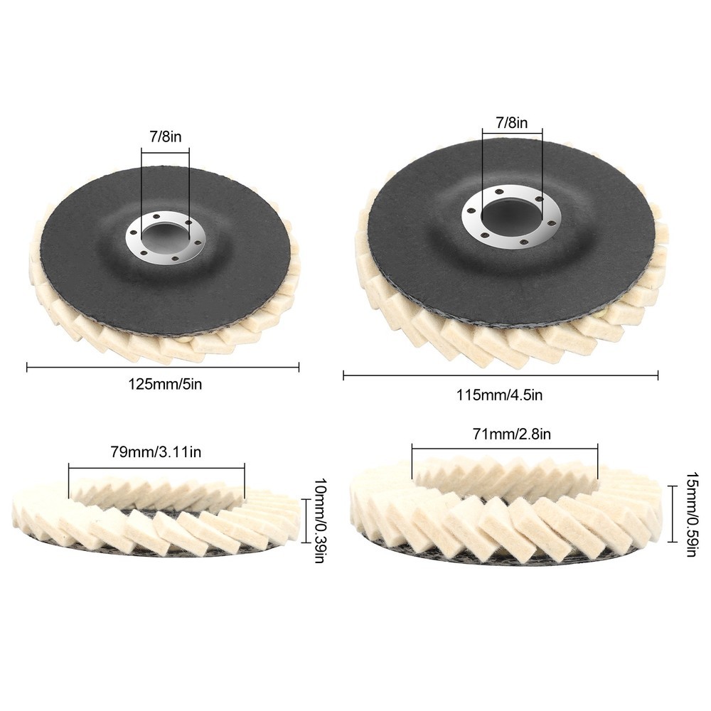 6PCS Wool Polishing Wheel Buffing Pads Flap Disc For Metal Wood Angle Grinder