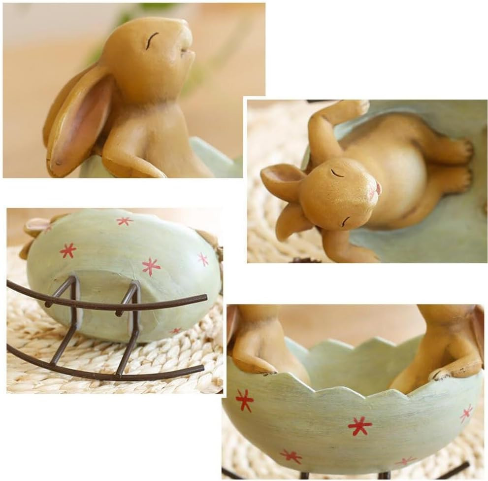 Laughing Bunny Rabbits Rocking in an Easter Egg Cradle Spring Easter Decoration
