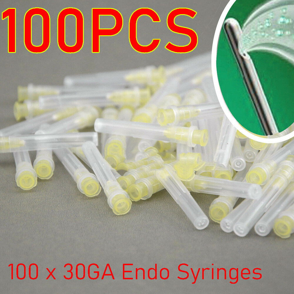 100件装牙科内腔灌溉针头30GA端关闭侧孔注射器新品-