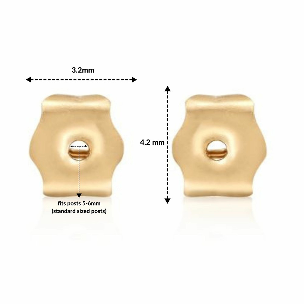 14K Rose Gold Replacement Friction Earring Backs - 2 Pair Bundle (4 total)