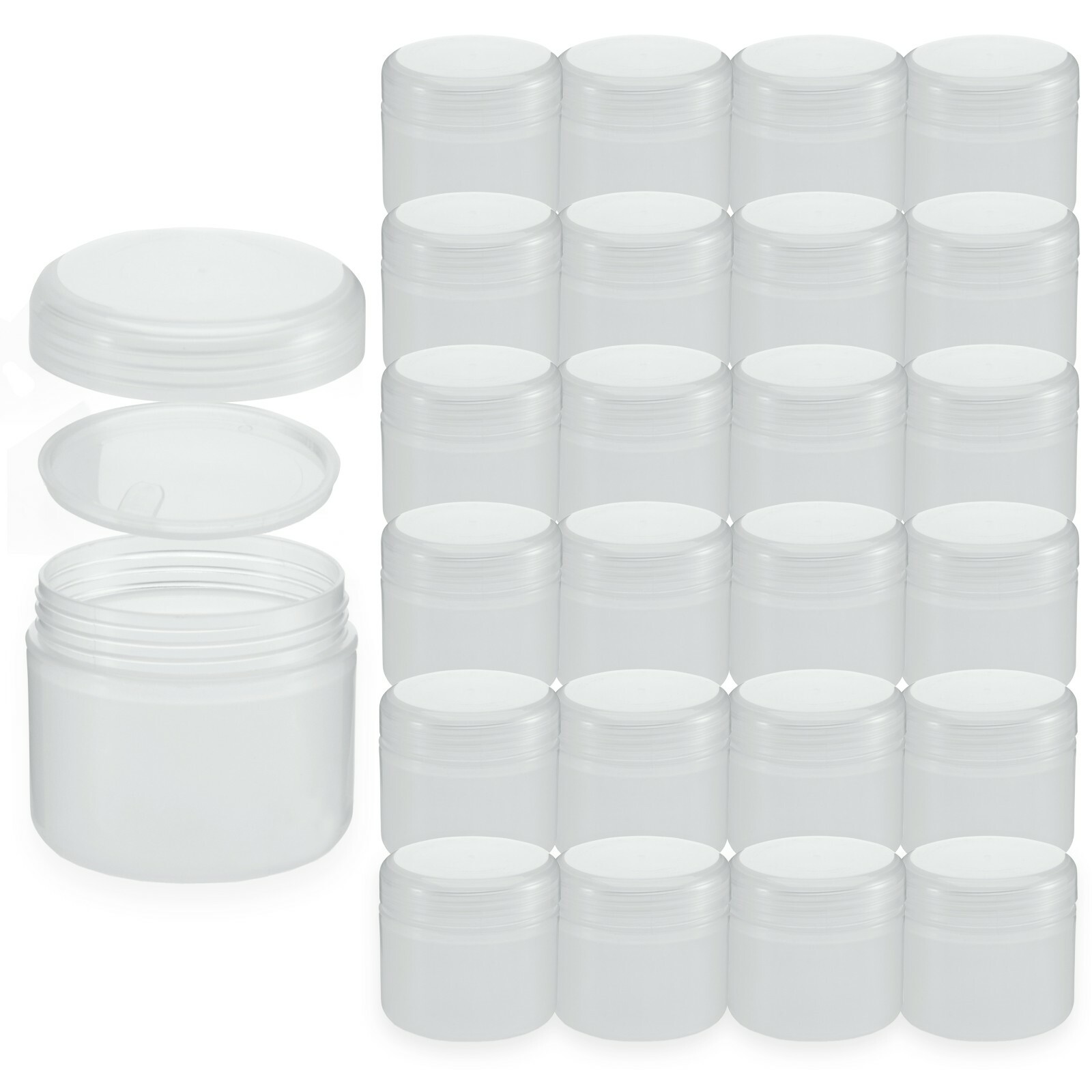 24 Pack White Translucent Cosmetic Plastic Cream Jars Containers with Lids