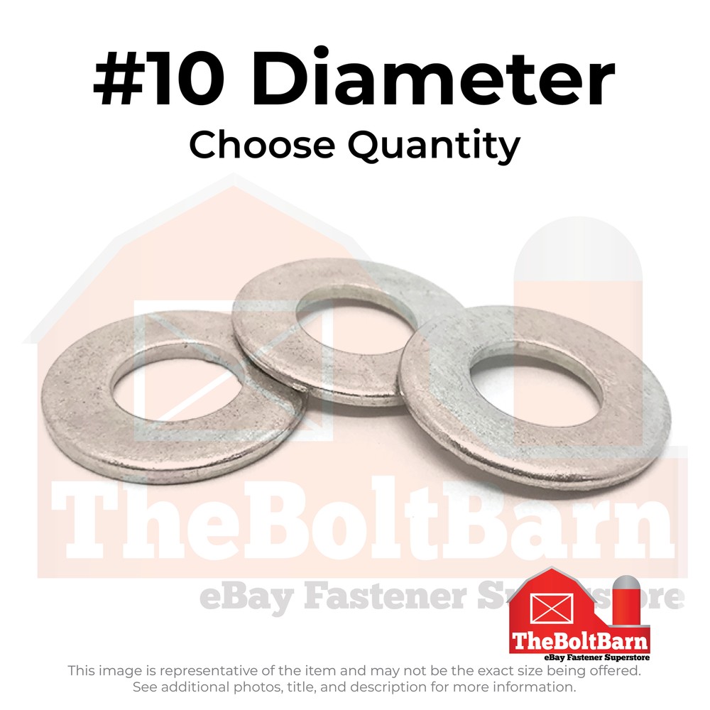 #10 316 Stainless Steel Flat Washers (Pick Quantity)