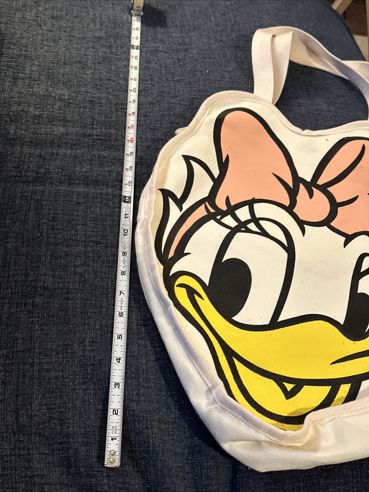DISNEY Zara Tote Bag DAISY DUCK Canvas White/Ivory, Silhouette