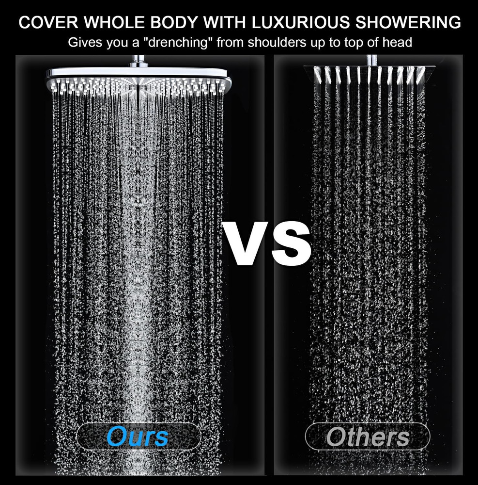 High Pressure Rain Shower Head with Handheld 10 Spray Combo