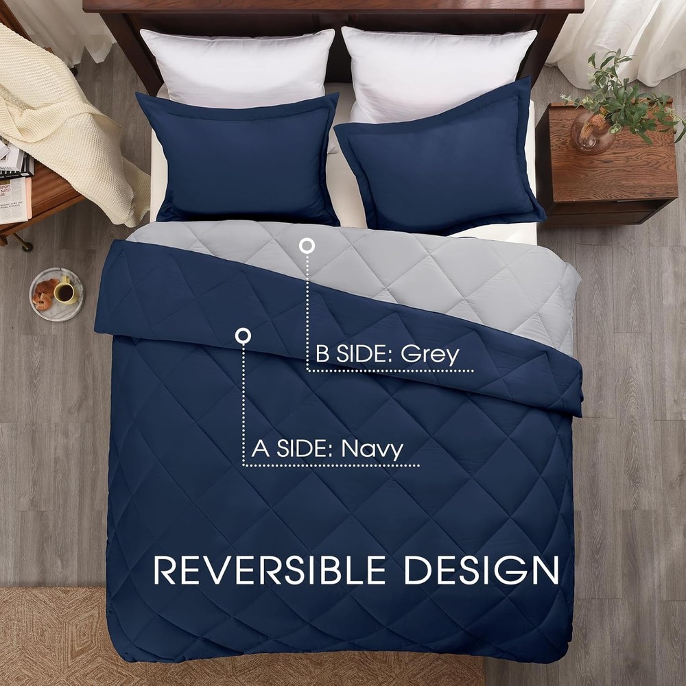 Queen Comforter Set Navy Blue Comforter Set Queen Size Reversible Bed Comforter