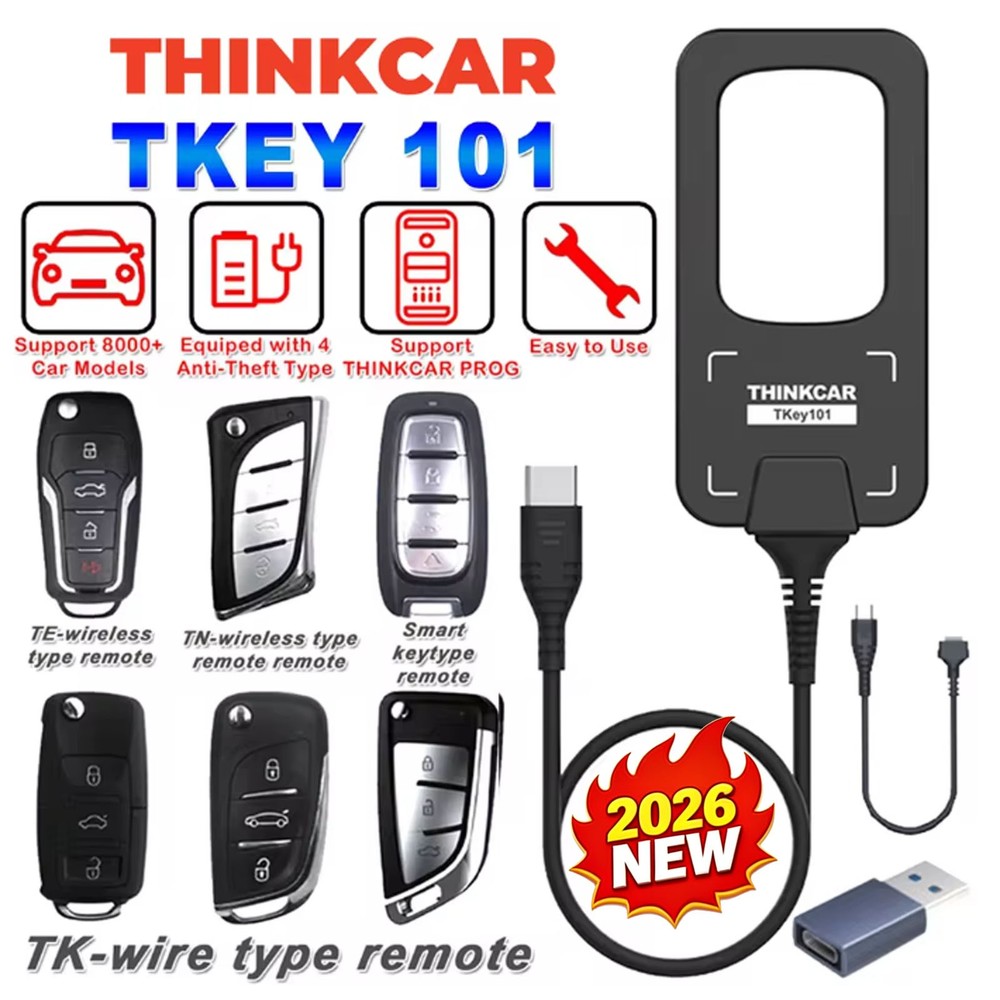 THINKCAR TKEY 101 Car Key Programmer Equipment 6 Unit Remote Key For 892BT 689BT